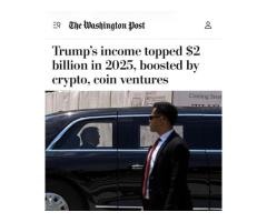 доход президента Дональда Трампа по итогам 2025 года достиг 2,2 миллиарда долларов